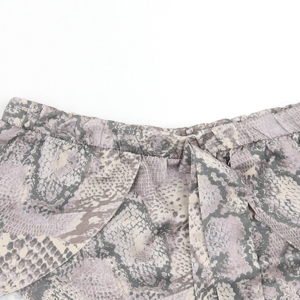 New Look Womens Grey Animal Print Polyester Hot Pants Shorts Size 8 Regular Pull On - Snakeskin Pattern