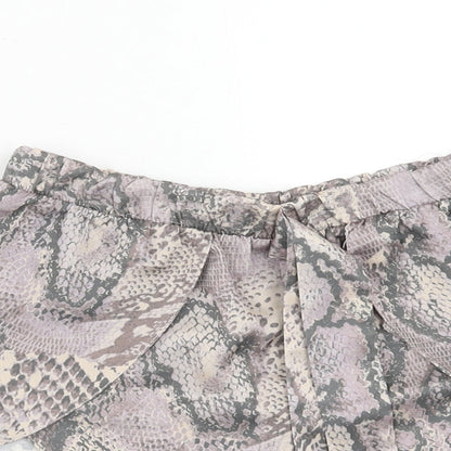 New Look Womens Grey Animal Print Polyester Hot Pants Shorts Size 8 Regular Pull On - Snakeskin Pattern