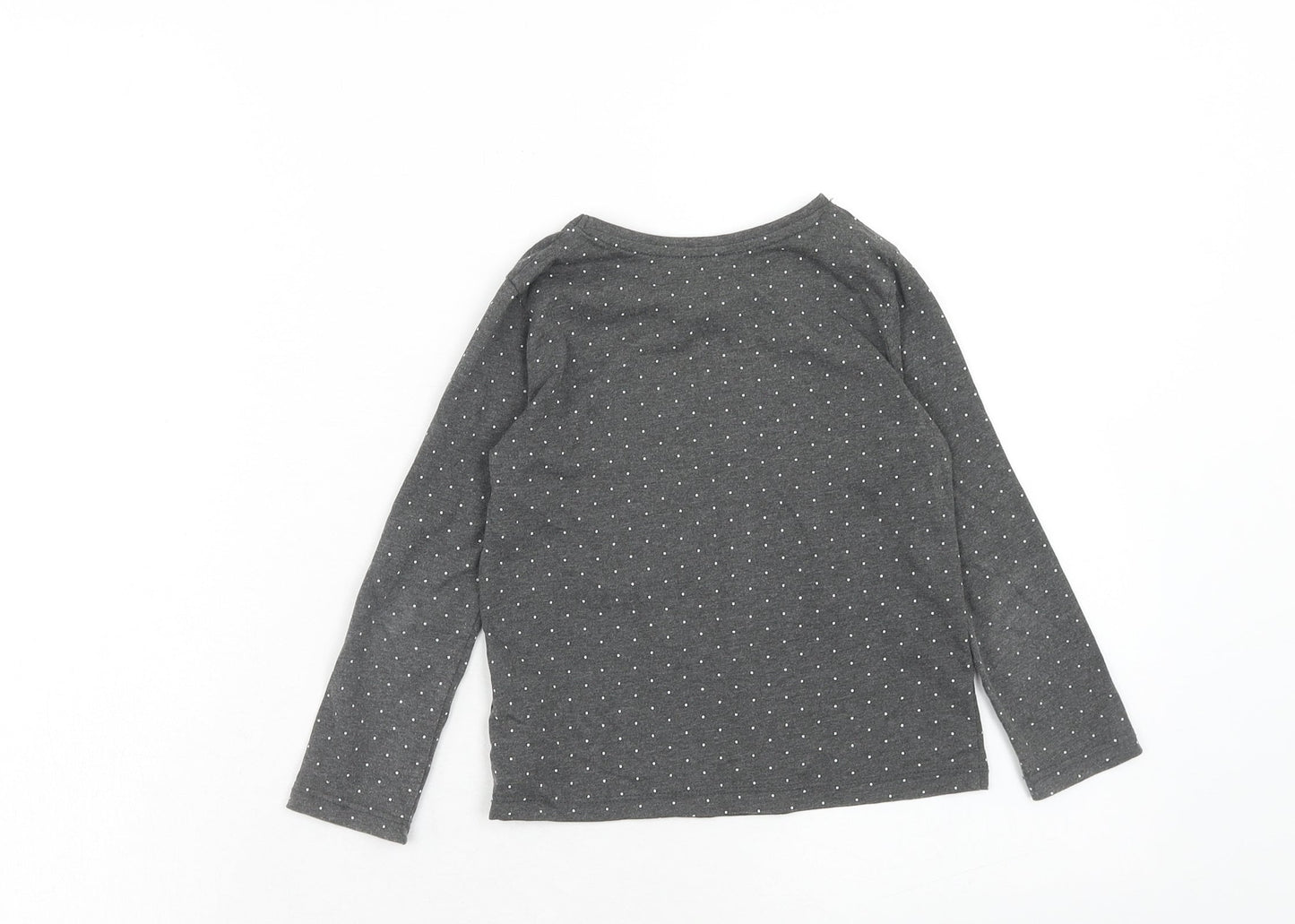 Primark Girls Grey Plaid Cotton Basic Blouse Size 4 Years Boat Neck Pullover - Bonjour, Heart