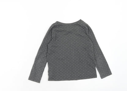 Primark Girls Grey Plaid Cotton Basic Blouse Size 4 Years Boat Neck Pullover - Bonjour, Heart
