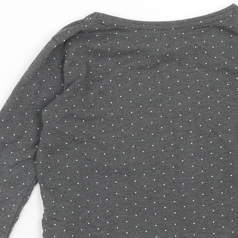 Primark Girls Grey Plaid Cotton Basic Blouse Size 4 Years Boat Neck Pullover - Bonjour, Heart