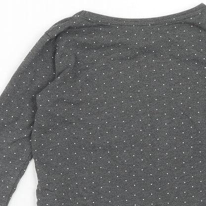 Primark Girls Grey Plaid Cotton Basic Blouse Size 4 Years Boat Neck Pullover - Bonjour, Heart