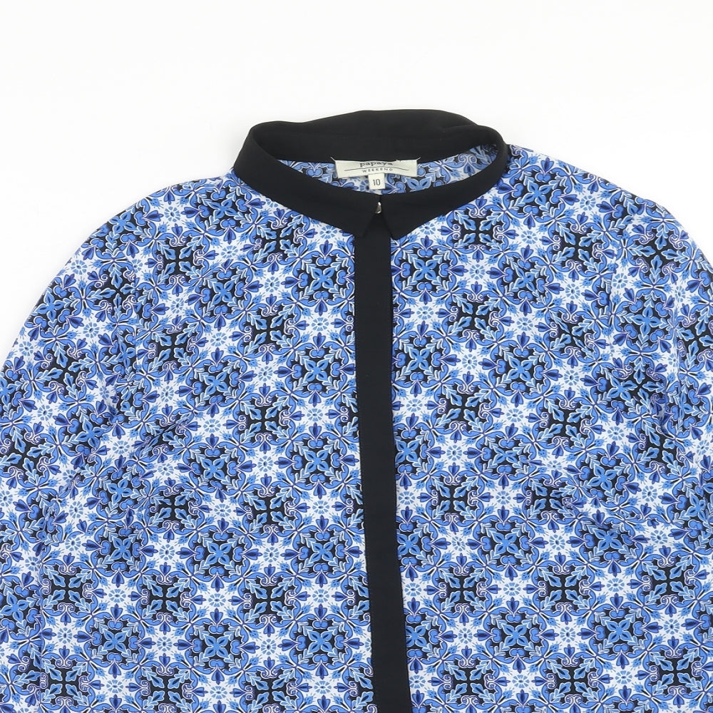 Womens UK Size 10 Papaya Blue Basic Blouse