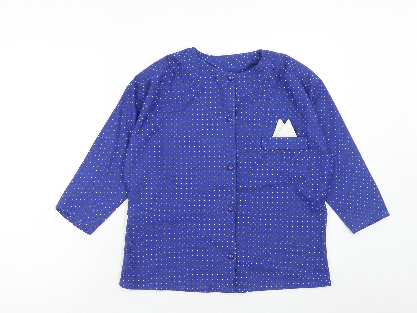 Womens UK Size 12 Preworn Blue Basic Button-Up