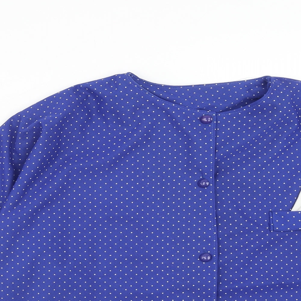 Womens UK Size 12 Preworn Blue Basic Button-Up