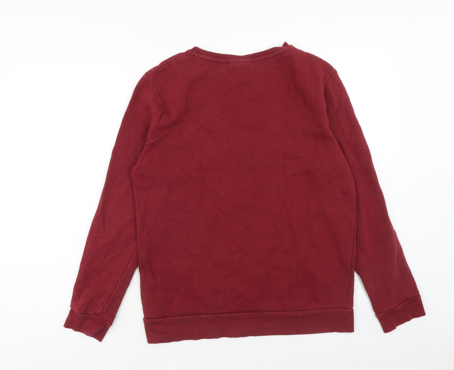 Primark Womens Red Cotton Pullover Sweatshirt Size M Pullover - Oh Bother!, Size 12-14