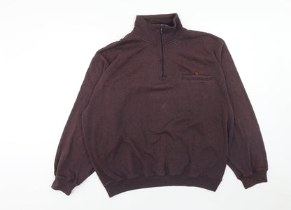 Belikia Mens Purple Herringbone Cotton Pullover Sweatshirt Size L