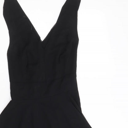 Love Womens Black Polyester Fit & Flare Size S V-Neck Zip - Size S-M