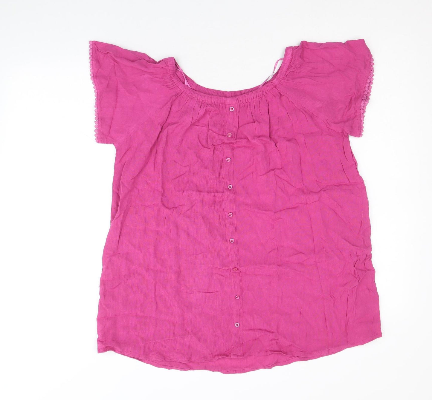 Womens UK Size XL Just Elegance Pink Basic Blouse