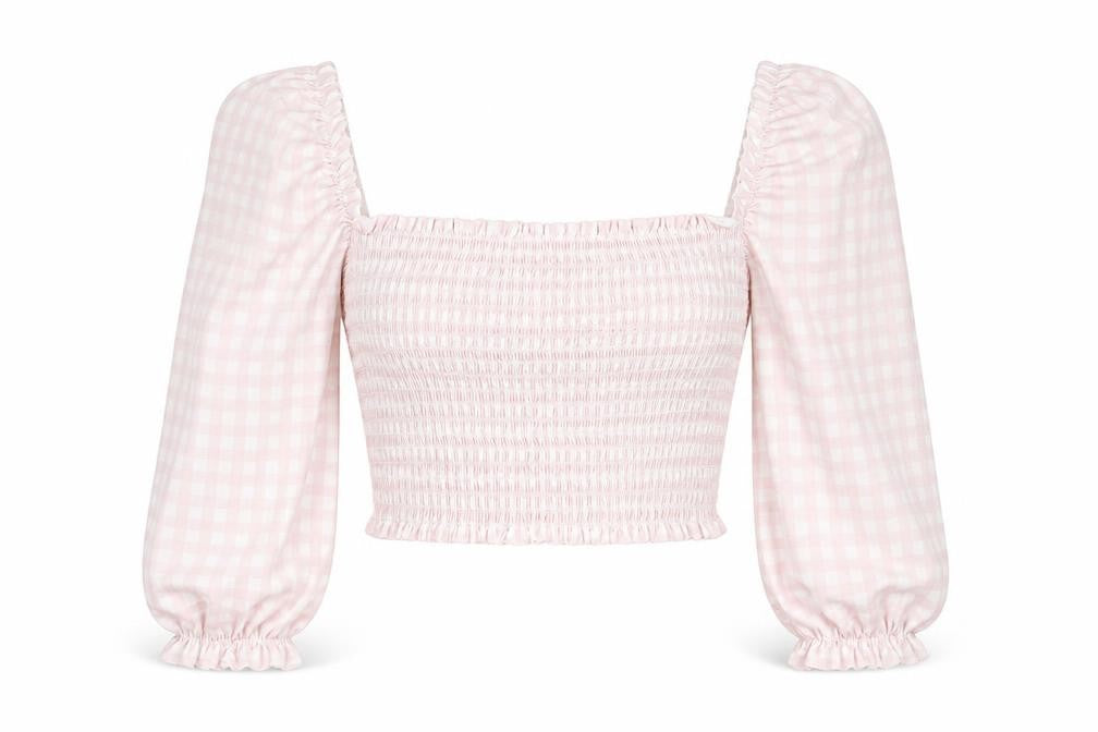Womens UK Size 6 Nasty Gal Pink Cropped Blouse