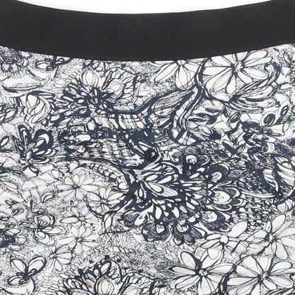 Zara Womens Blue Floral Cotton Mini Skirt Size S Zip