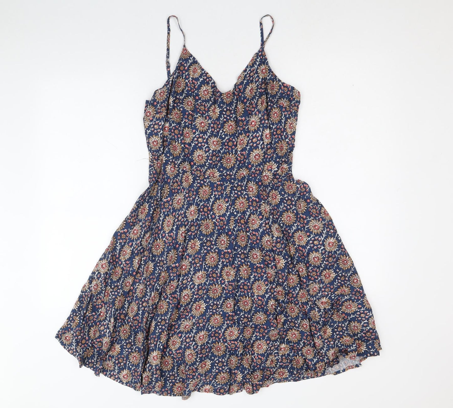 Gap Womens Multicoloured Floral Viscose Fit & Flare Size M V-Neck Pullover