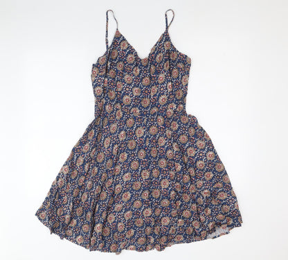 Gap Womens Multicoloured Floral Viscose Fit & Flare Size M V-Neck Pullover