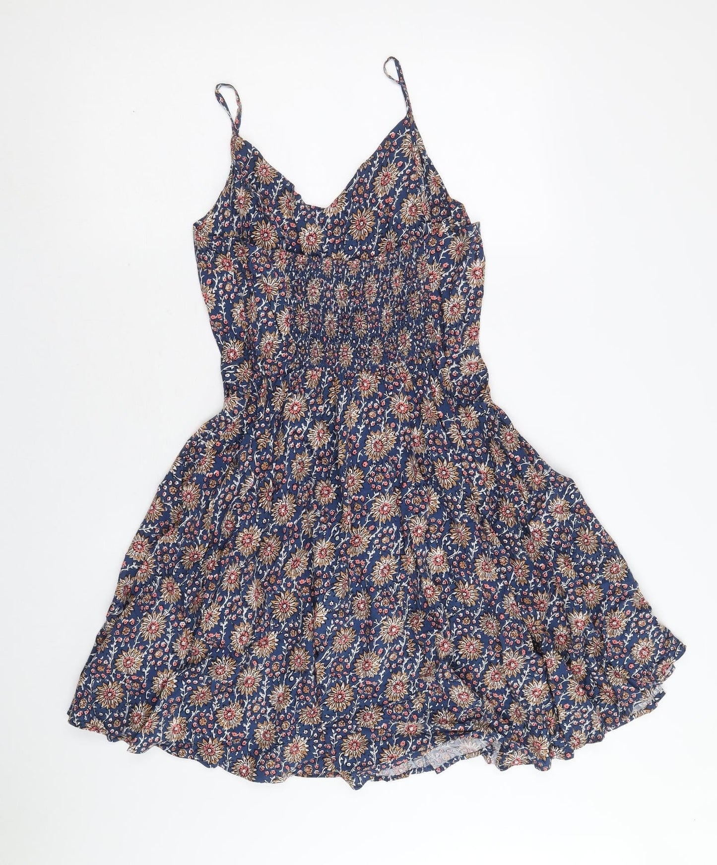 Gap Womens Multicoloured Floral Viscose Fit & Flare Size M V-Neck Pullover