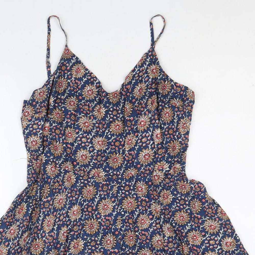 Gap Womens Multicoloured Floral Viscose Fit & Flare Size M V-Neck Pullover