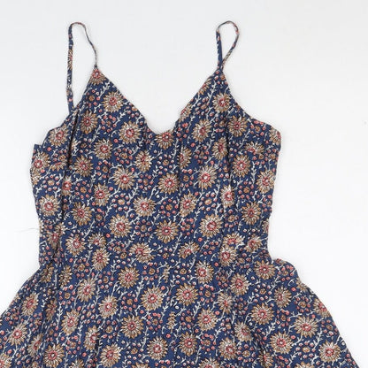 Gap Womens Multicoloured Floral Viscose Fit & Flare Size M V-Neck Pullover