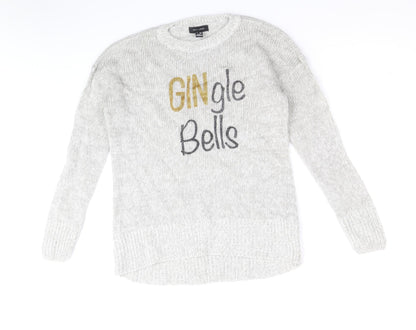 Womens UK Size S New Look Grey Pullover Jumper