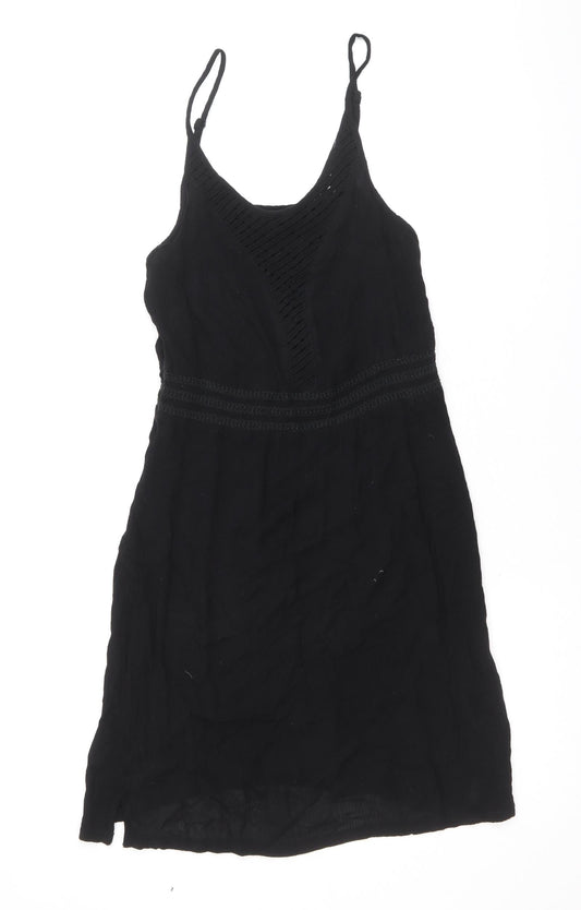 Marks and Spencer Womens Black Viscose Tank Dress Size 10 Round Neck Pullover