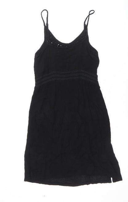 Marks and Spencer Womens Black Viscose Tank Dress Size 10 Round Neck Pullover