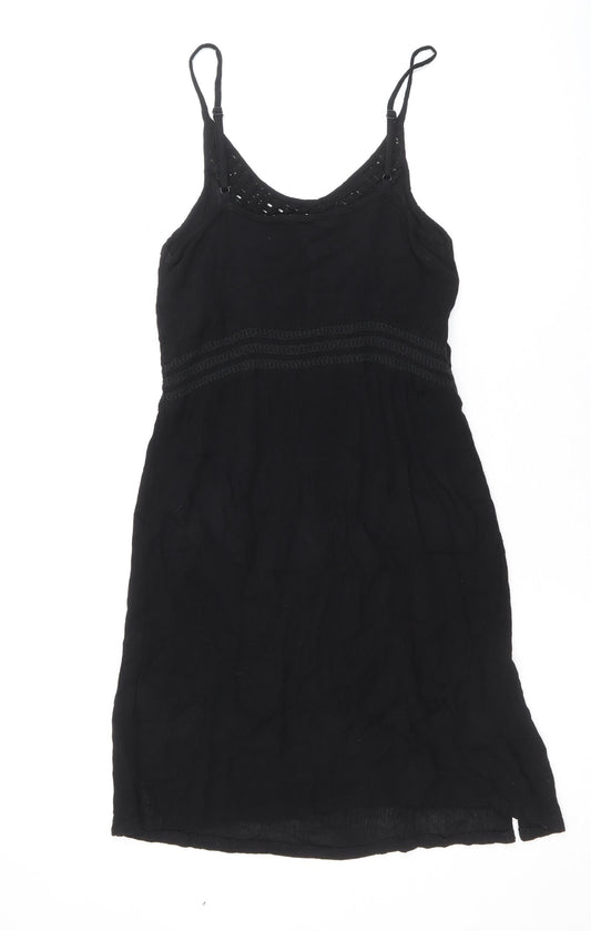Marks and Spencer Womens Black Viscose Tank Dress Size 10 Round Neck Pullover