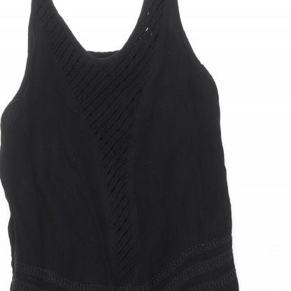 Marks and Spencer Womens Black Viscose Tank Dress Size 10 Round Neck Pullover