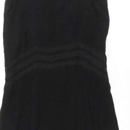 Marks and Spencer Womens Black Viscose Tank Dress Size 10 Round Neck Pullover