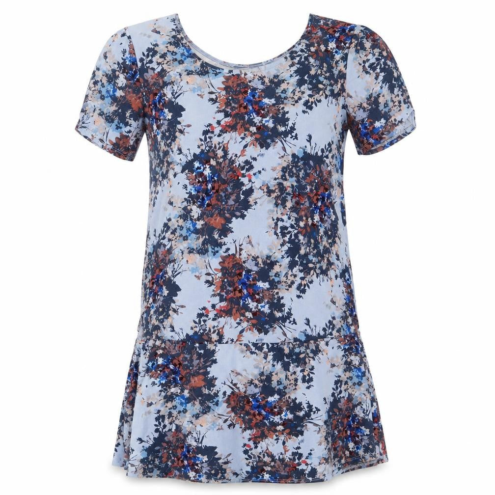 NEXT Womens Blue Geometric Polyester A-Line Size 12 Round Neck Pullover