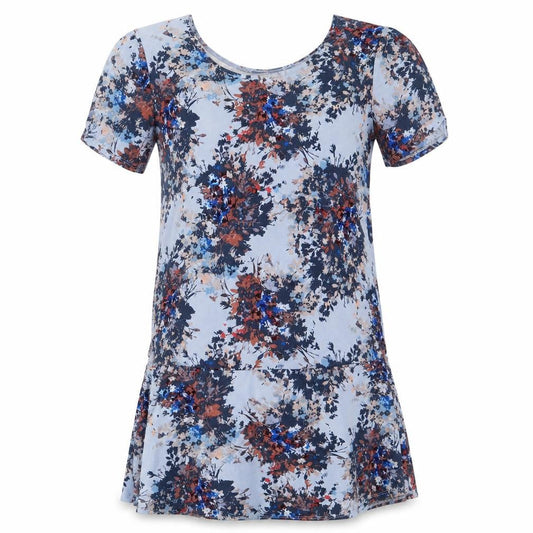 NEXT Womens Blue Geometric Polyester A-Line Size 12 Round Neck Pullover