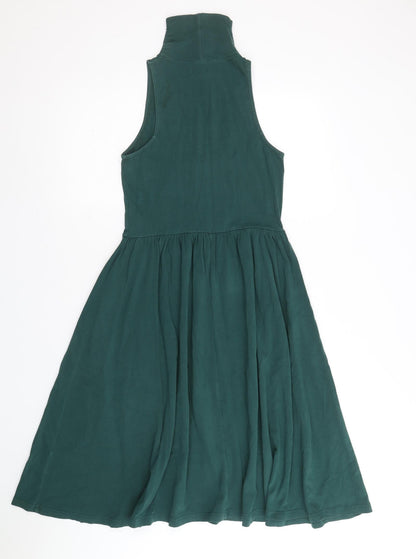 ASOS Womens Green Cotton Tank Dress Size 8 Roll Neck Pullover
