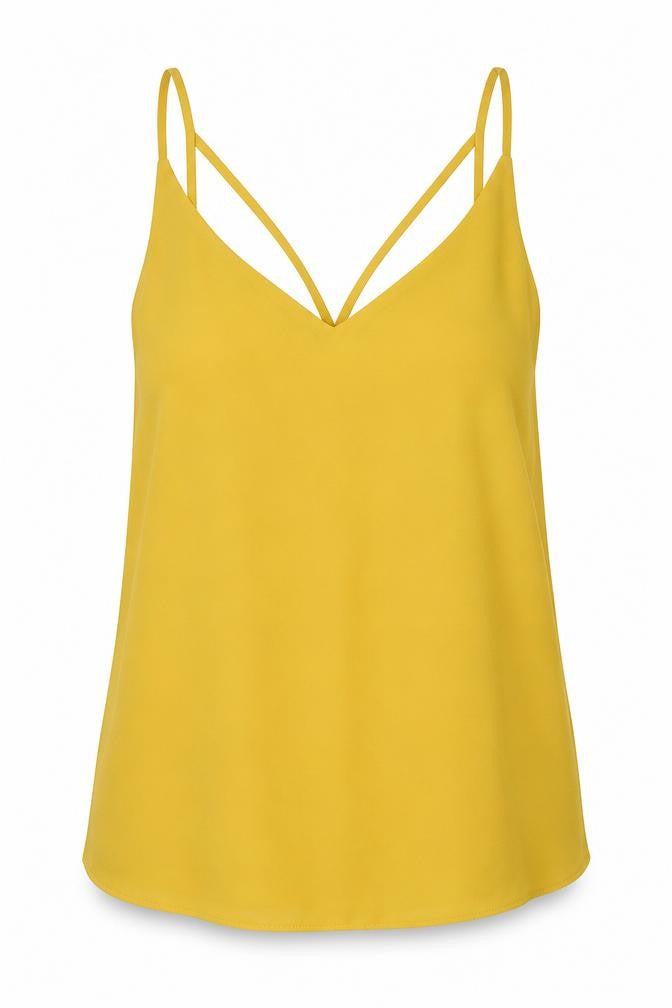 Womens UK Size 10 Topshop Yellow Basic Tank