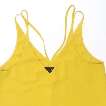 Womens UK Size 10 Topshop Yellow Basic Tank