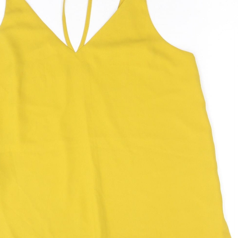 Womens UK Size 10 Topshop Yellow Basic Tank