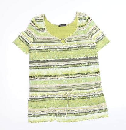Womens UK Size 14 Via Appia Green Basic T-Shirt