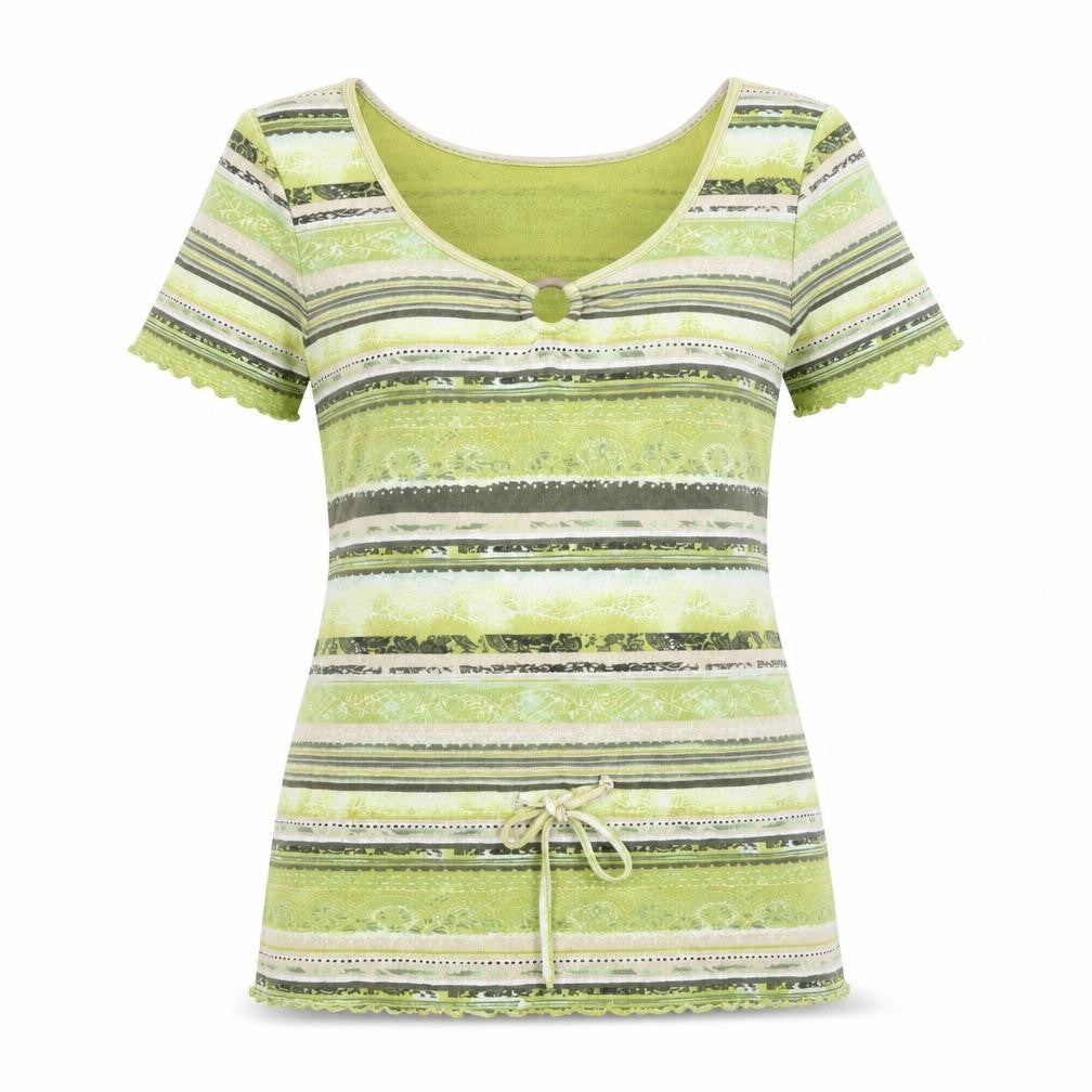 Womens UK Size 14 Via Appia Green Basic T-Shirt