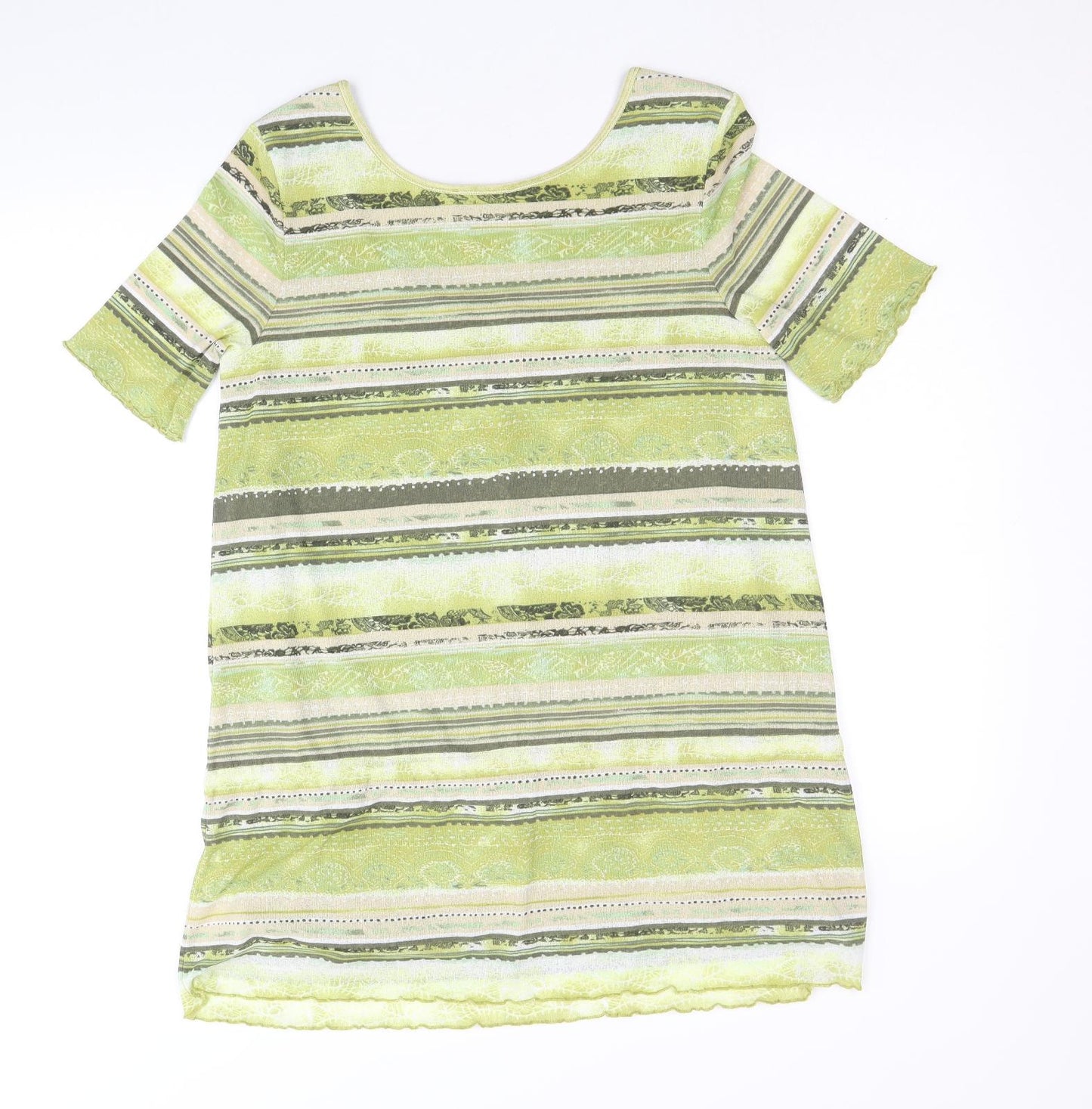 Womens UK Size 14 Via Appia Green Basic T-Shirt