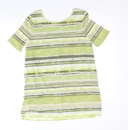Womens UK Size 14 Via Appia Green Basic T-Shirt