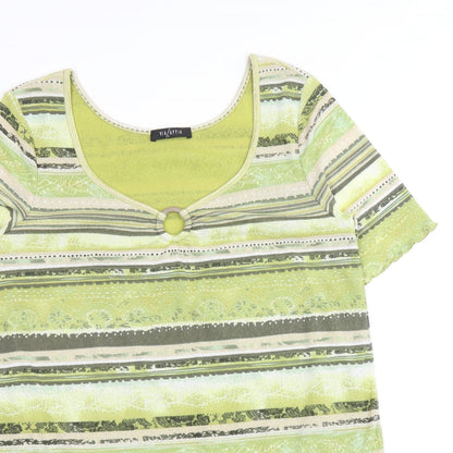 Womens UK Size 14 Via Appia Green Basic T-Shirt