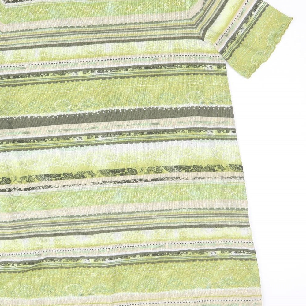 Womens UK Size 14 Via Appia Green Basic T-Shirt