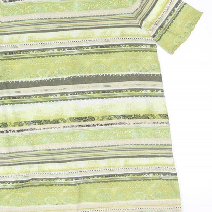 Womens UK Size 14 Via Appia Green Basic T-Shirt