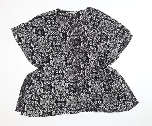 Womens UK Size M Peacocks Black Basic Blouse