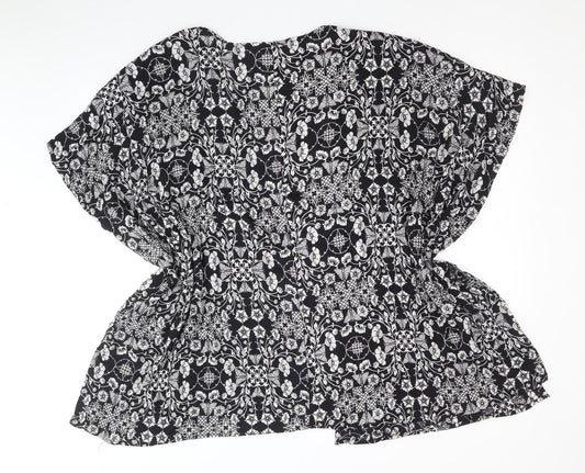 Womens UK Size M Peacocks Black Basic Blouse