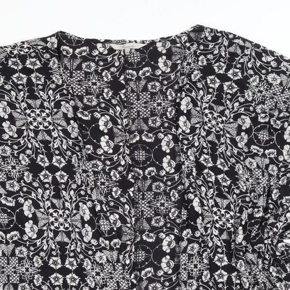 Womens UK Size M Peacocks Black Basic Blouse