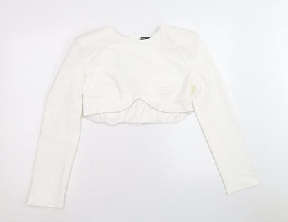 Womens UK Size XL Zara White Cropped Blouse