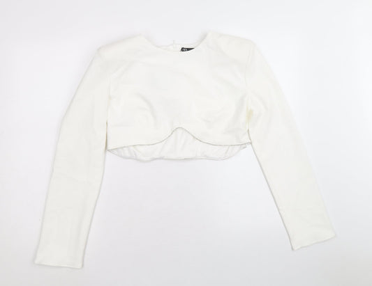 Womens UK Size XL Zara White Cropped Blouse