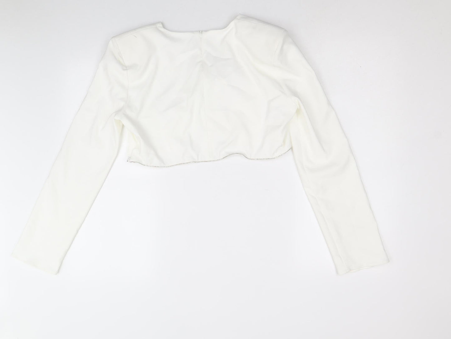 Womens UK Size XL Zara White Cropped Blouse