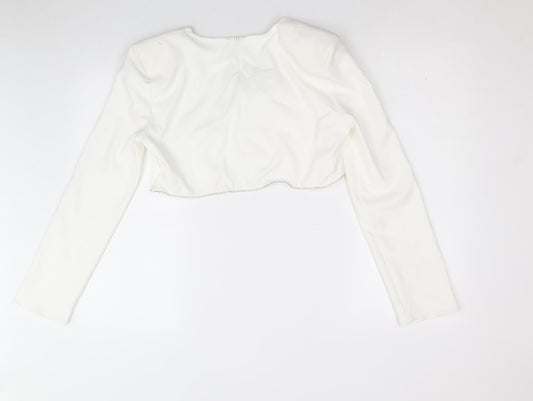 Womens UK Size XL Zara White Cropped Blouse