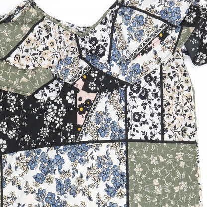 PEP&CO Womens Multicoloured Floral Polyester Basic Blouse Size 16 V-Neck - Cold Shoulder