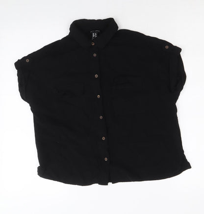 Womens UK Size 8 New Look Black Basic Button-Up