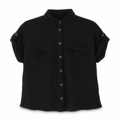 Womens UK Size 8 New Look Black Basic Button-Up