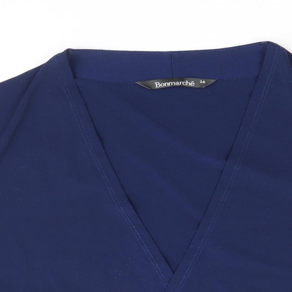 Bonmarché Womens Blue Polyester Kimono Blouse Size 16 V-Neck